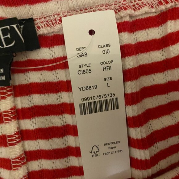 J Crew Pointelle Red and White Striped Short Size Large NWT - Picture 7 of 8